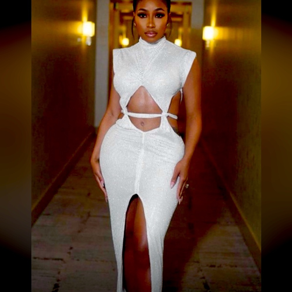 Brand New Sexy silver hollow out dress